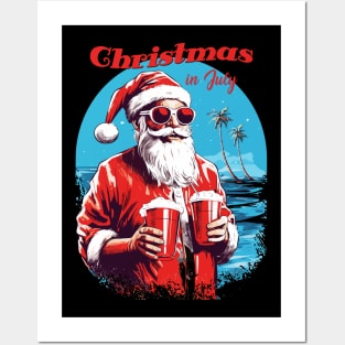 Santa's Vacation Vibes | "Christmas in July" Santa Tee Posters and Art